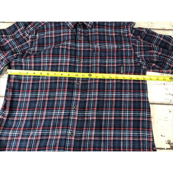 Columbia Shirt Mens Medium Blue Red Flannel Plaid Button Up Regular Fit‎ Comfort - Picture 5 of 10